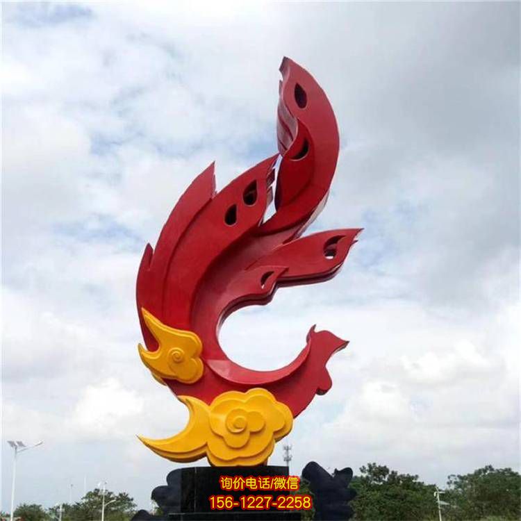 鳳凰抽象雕塑，裝點(diǎn)園林廣場景觀