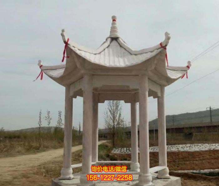 涼亭雕塑-農(nóng)場(chǎng)戶外擺放大理石六角座椅休息涼亭 涼亭雕塑-農(nóng)場(chǎng)戶外擺放大理石六角座椅休息涼亭