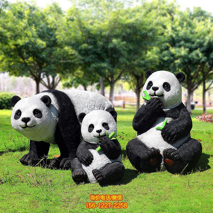 玻璃鋼熊貓，吃竹子的可愛熊貓