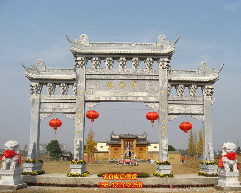 寺院景區(qū)新款青石牌坊山門(mén)石雕 寺院景區(qū)新款青石牌坊山門(mén)石雕