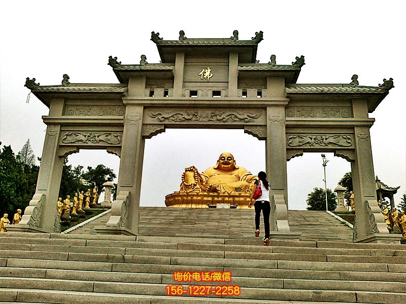 花崗巖佛教寺院三門(mén)石雕牌坊 花崗巖佛教寺院三門(mén)石雕牌坊