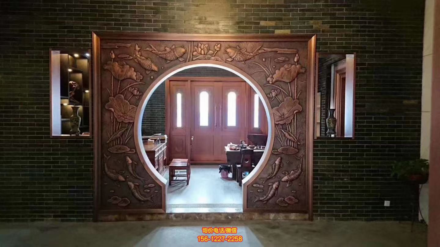 蓮蓮有魚(yú)銅浮雕，室內(nèi)裝飾拱門(mén)浮雕畫(huà)
