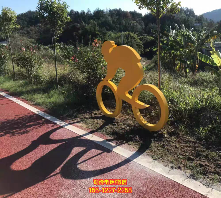 鐵藝剪影人物，騎行人物，騎自行車的抽象人物