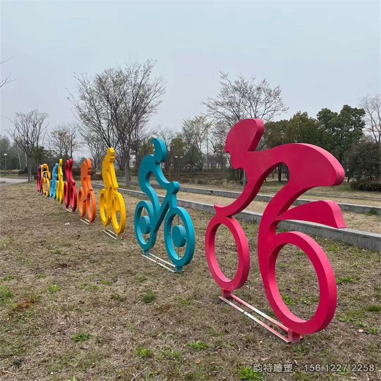 不銹鋼剪影騎車人物雕塑，抽象運動人物雕塑加工廠家