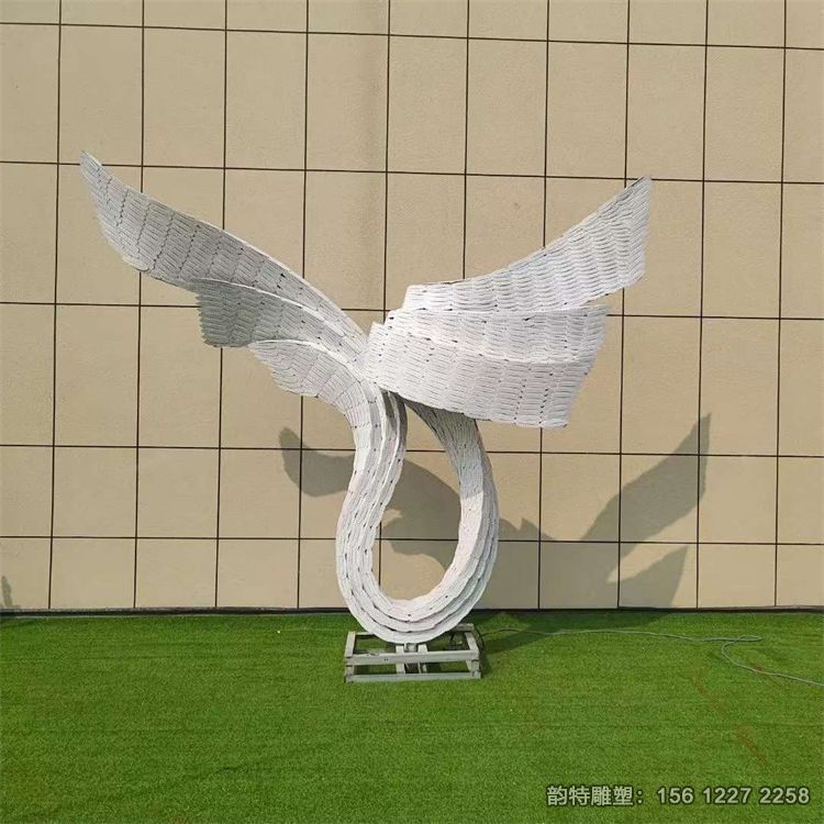 不銹鋼異形翅膀雕塑，不銹鋼鏡面抽象翅膀雕塑