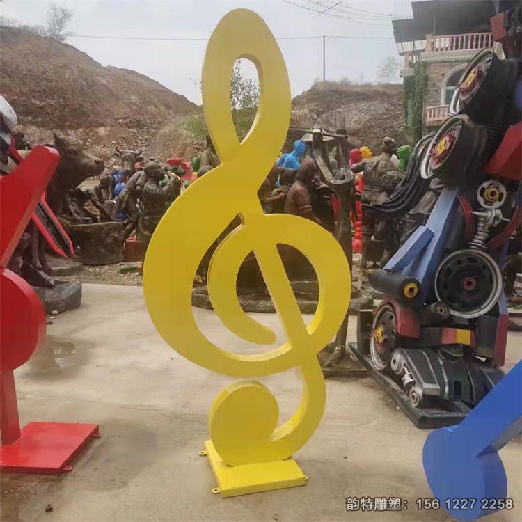 不銹鋼音符主題雕塑，立體文字音符雕塑定做