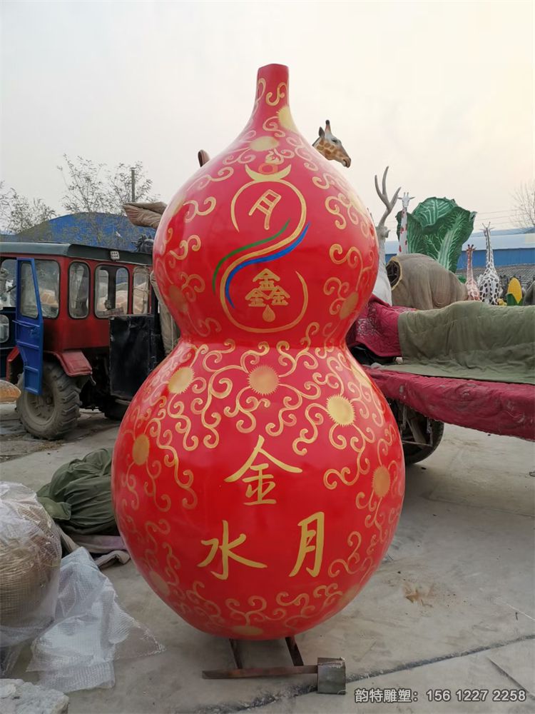玻璃鋼流水葫蘆雕塑，制作仿真葫蘆雕塑
