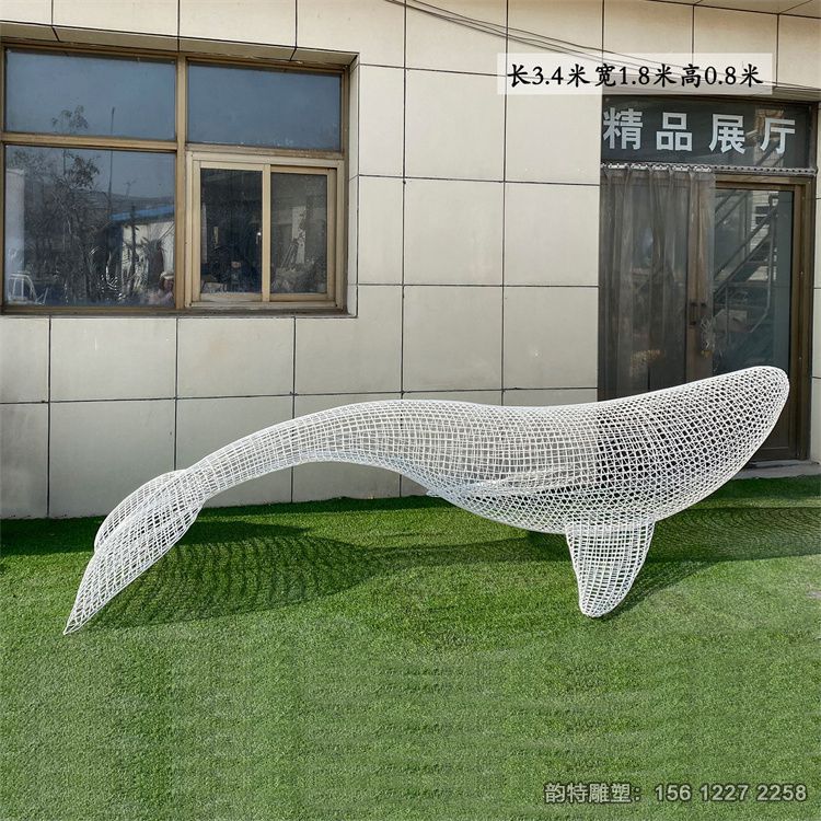大型不銹鋼鯨魚雕塑，抽象鏤空鯨魚雕塑加工定做