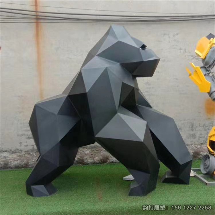不銹鋼切面猩猩雕塑，抽象大猩猩雕塑