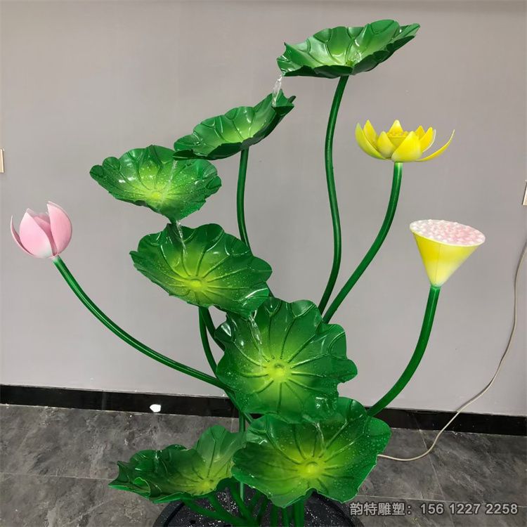 不銹鋼荷花雕塑，荷花荷葉雕塑