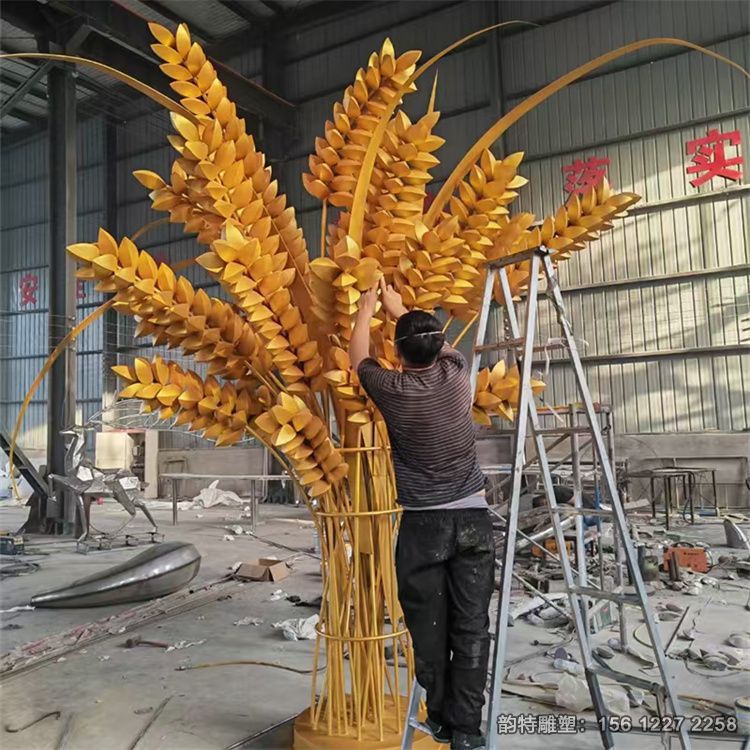 抽象不銹鋼麥穗雕塑，農(nóng)產(chǎn)品雕塑圖片大全