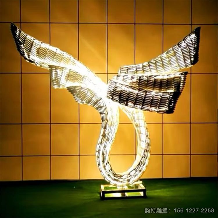 不銹鋼異形翅膀雕塑，不銹鋼鏡面抽象翅膀雕塑
